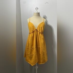 Spaghetti Strap Yellow Summer Dress